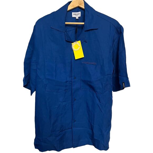 BOBBLEHAUS Royal Blue Oversized Button-Up Shirt - Sustainable Tencel, Unisex, Lg - Picture 1 of 14